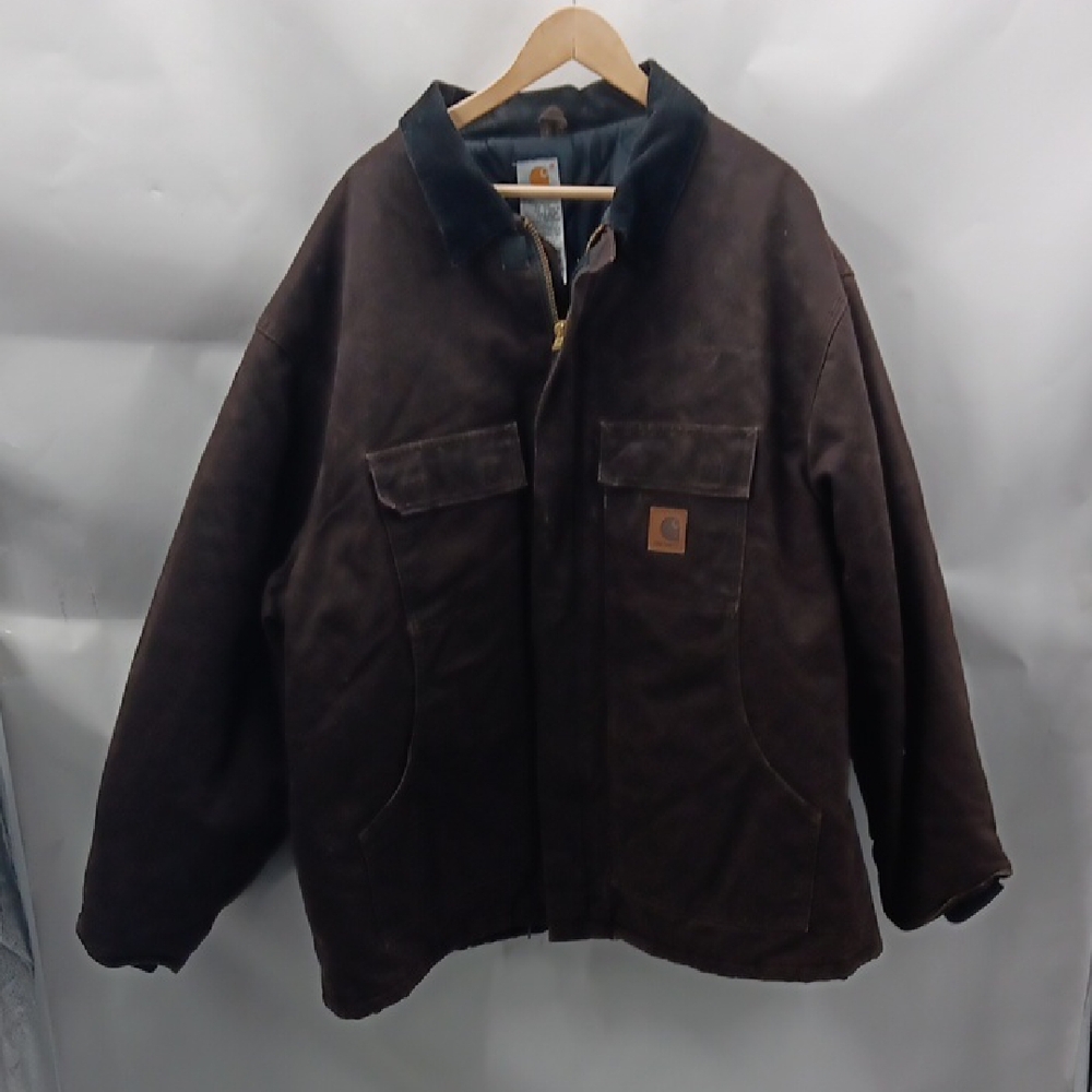 Carhartt Dark Brown Coat with Black Collar